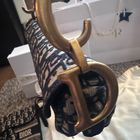 AUTHENTIC Christian Dior Oblique Saddle Bag – Blue Jacquard - Picture 10 of 16